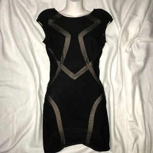 Sexy Black Stretch Dress with Mesh Accents
